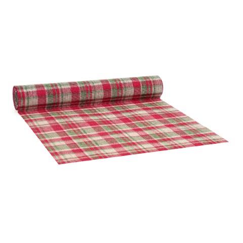 Tischband Check natur-rot-grün kariert 28 cm 2,5 Meter