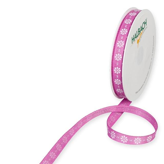 Druchband Blümchen 10 mm 20 Meter rose pink 512