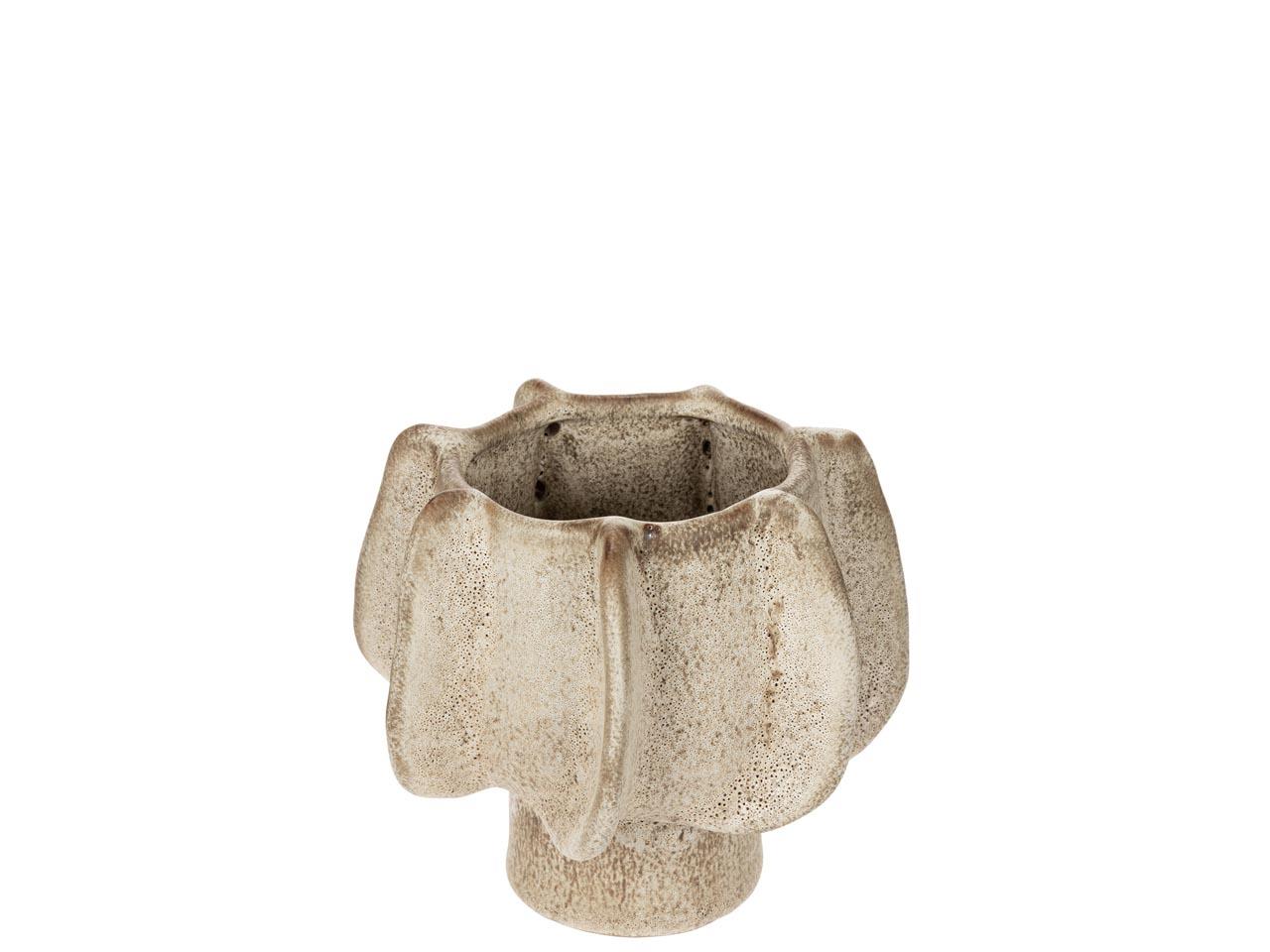 Übertopf Keramik beige-natur glasiert D12,5xH10cm