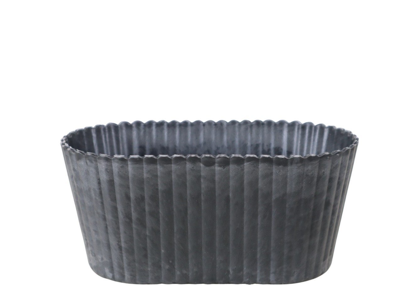 Schale oval KARA Rille Plastik anthrazit-natur L24,3cm