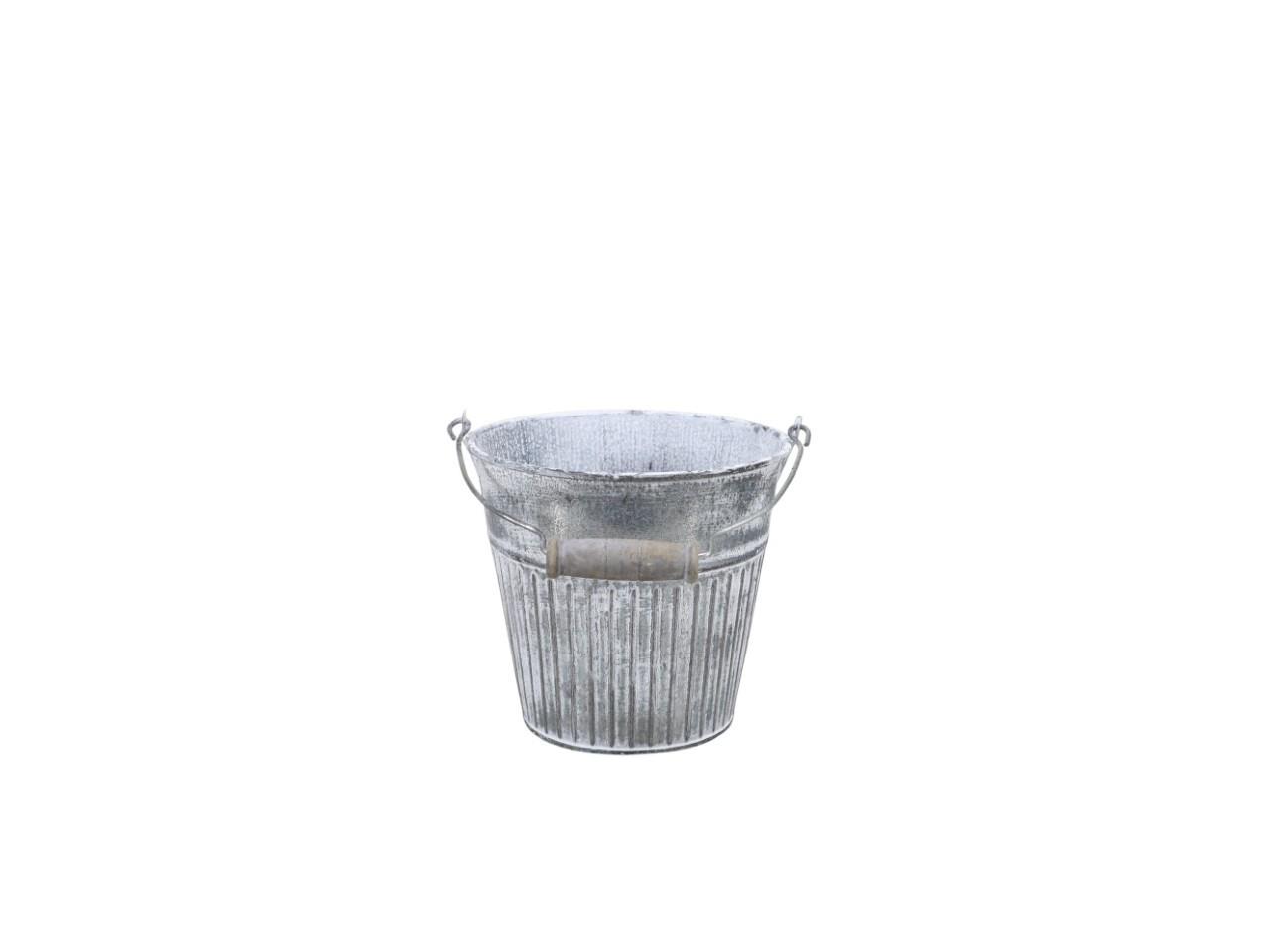 Eimer m. Henkel Zink silber gekalkt D13cm