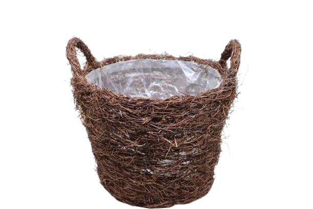 Korb rund hoch mit 2 Henkel Rebe natur D28x22cm