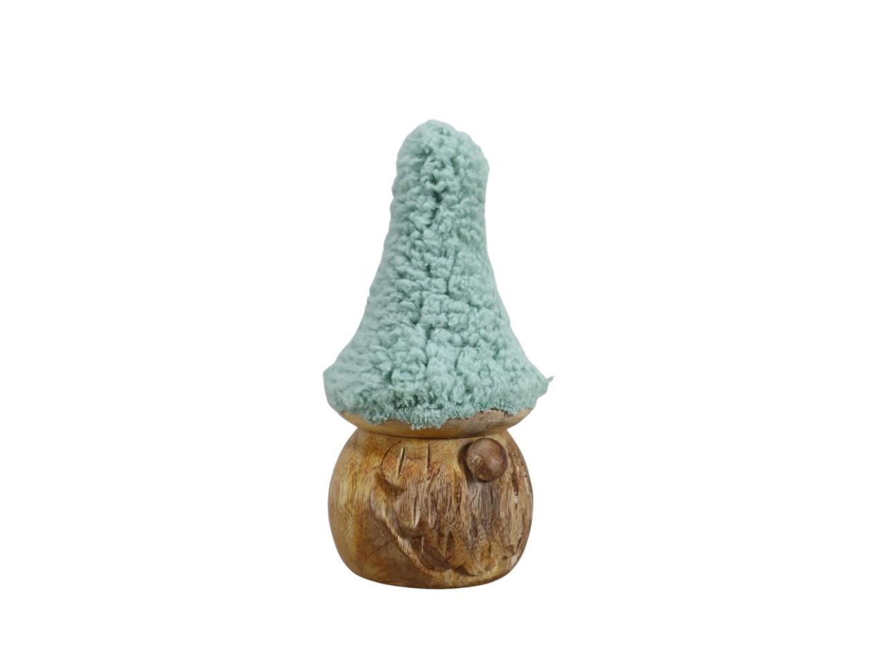 Nikolaus Pilz Holz natur m. Teddyfellhut softgrün H16cm Nikolaus Pilz Holz natur m. Teddyfellhut softgrün H16cm