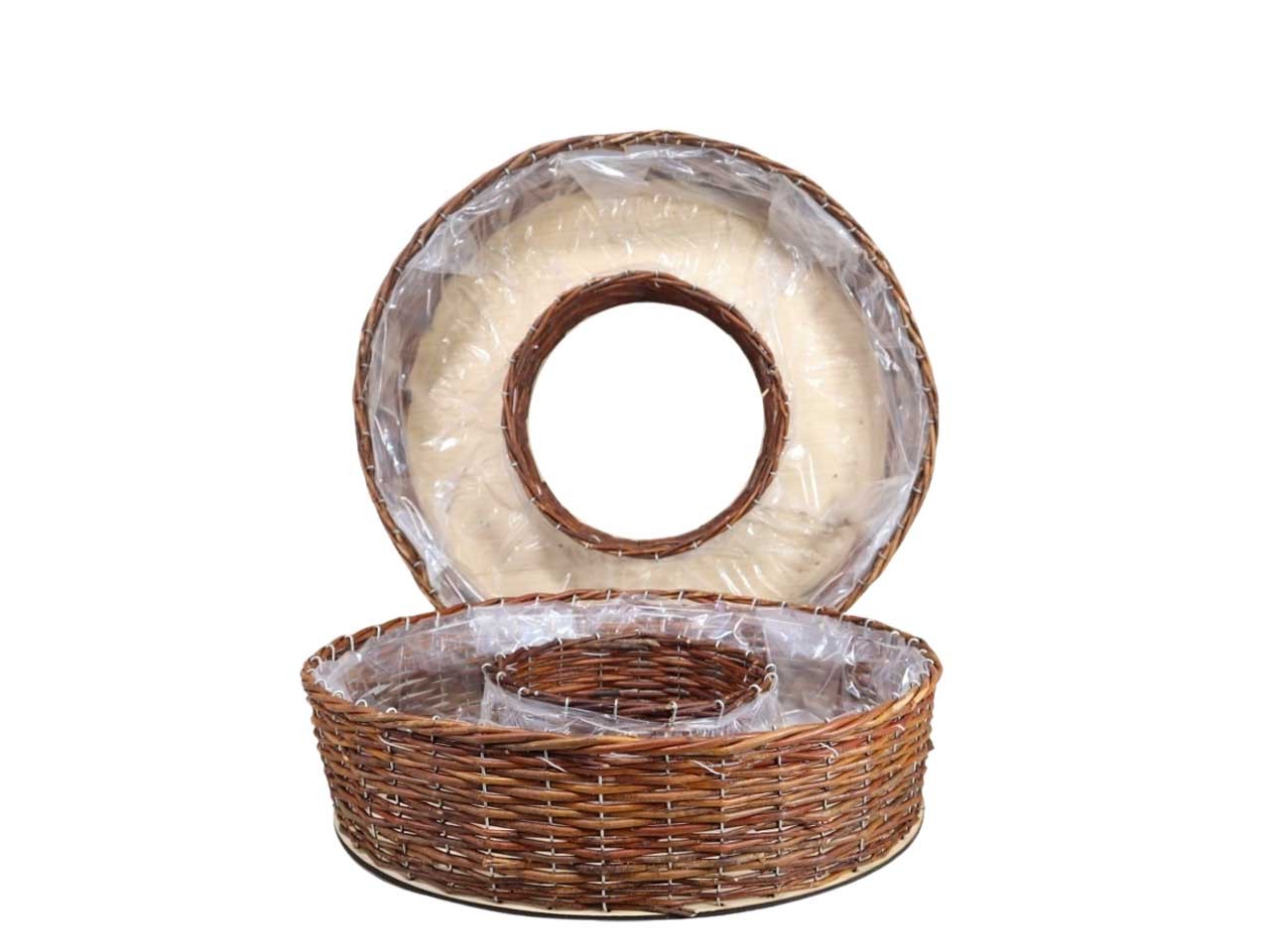 Pflanzring Weide m. Holzboden Set/2 natur D50/40cm