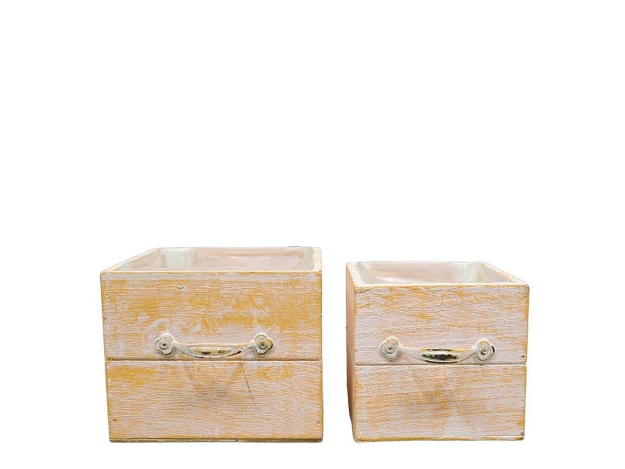 Schubladen Inga Holz gelb/white-washed Set/2 D15+12cm Schubladen Inga Holz gelb/white-washed Set/2 D15+12cm