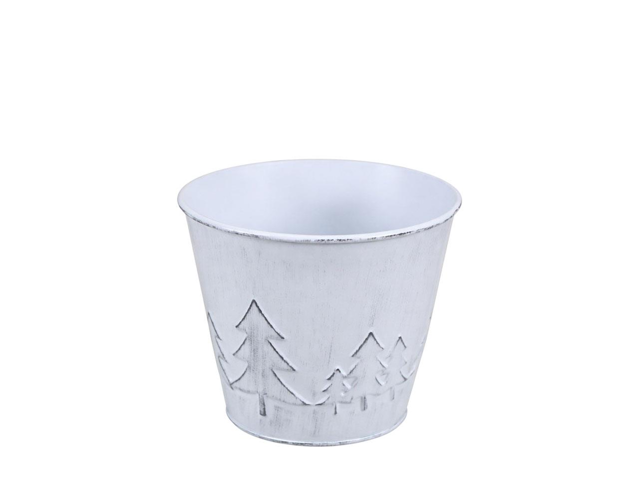 Übertopf Tannenwald Metall weiß D16cm