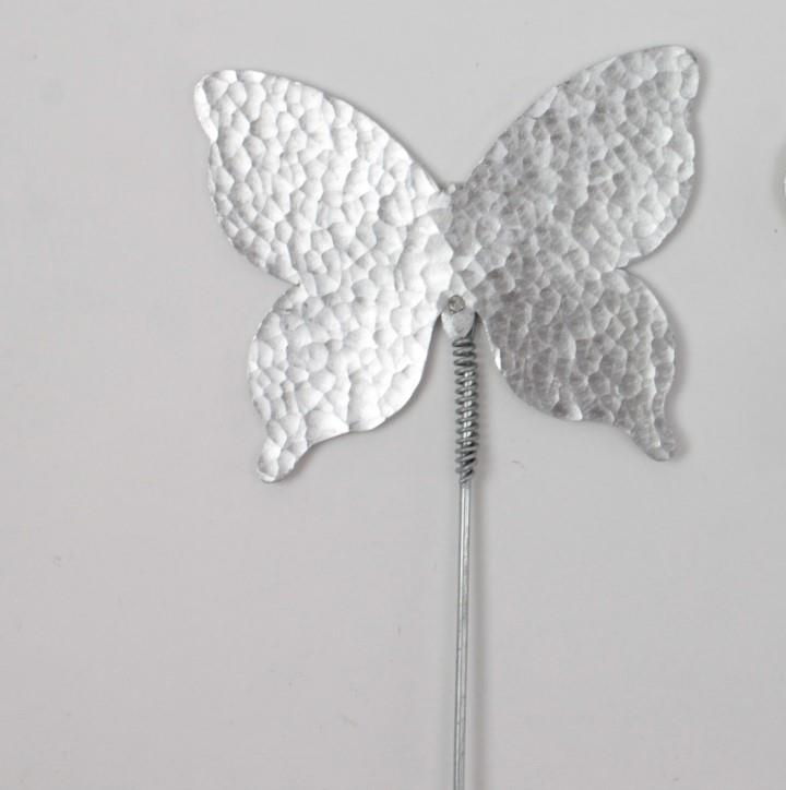 Stecker Schmetterling Alumnio silber 12,5x9,5 cm L 30 cm