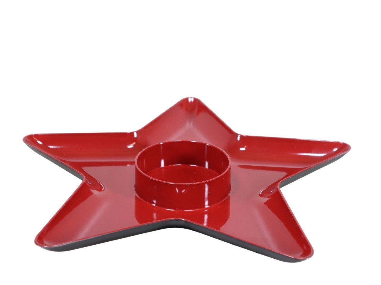 Teller Stern m.Teelichthalter(D8cm) Kunststoff dkl.rot 30 cm