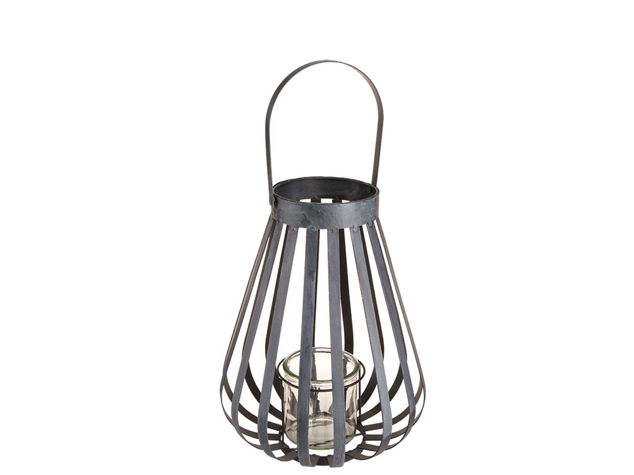 Windlicht Metall anthra m. Glas H35xD27cm