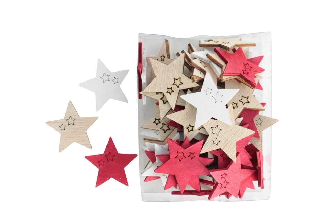 Streuer Stern Saranda 4 cm sort. rot-weiss-natur