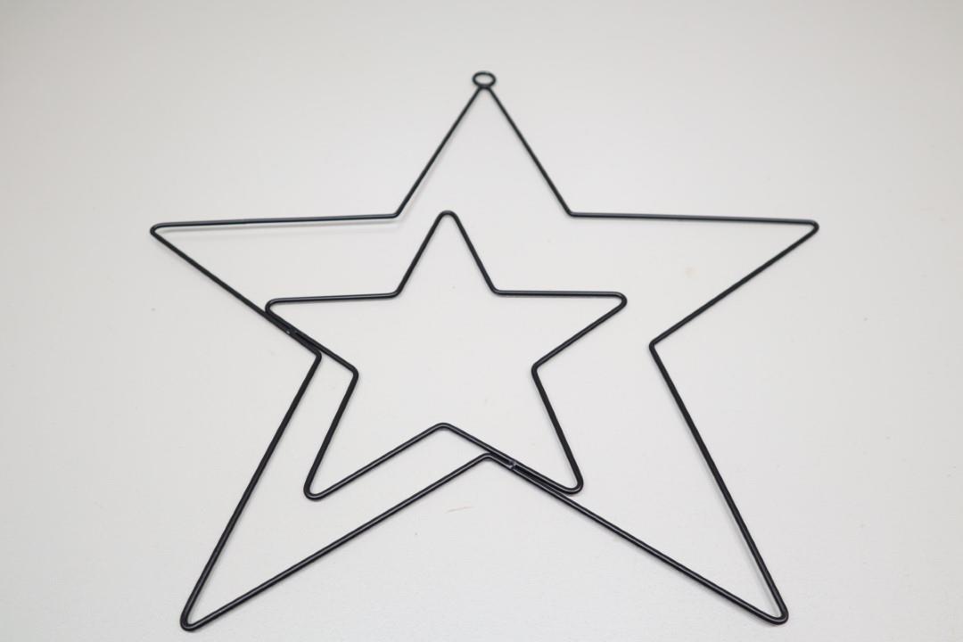 Hänger Stern doppelt Metall schwarz matt D60cm