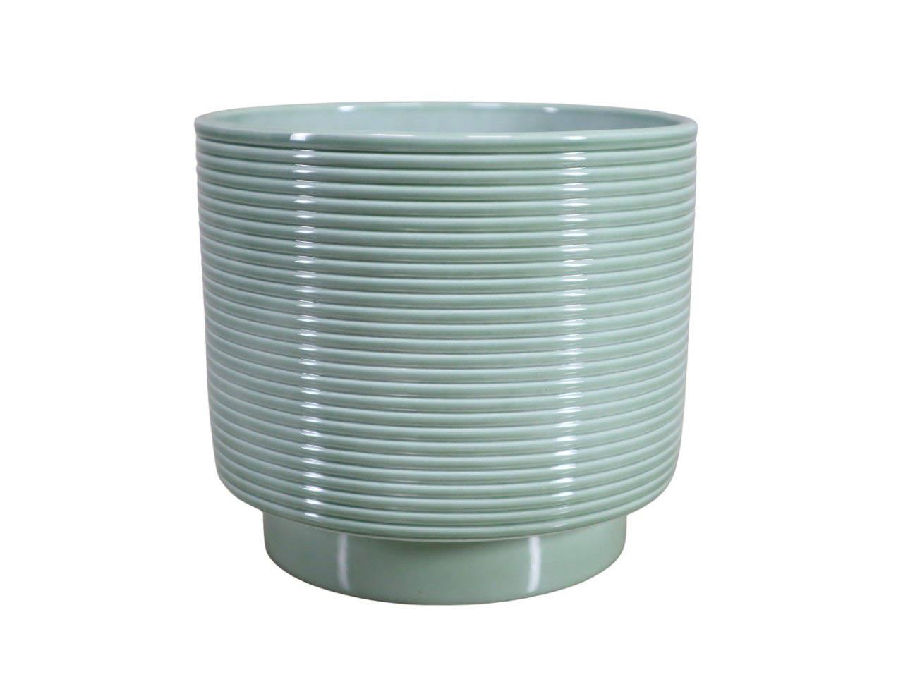Cylindroübertopf m. Fuß Rings Keramik salbeigr.-lasur 18,5cm