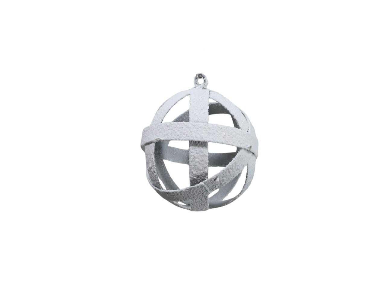 Kugel mit Öse Metall weiß-sandig D12cm