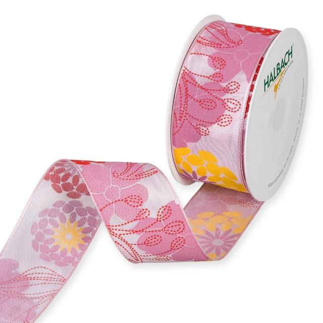 Druckband Blüten 40 mm 16 Meter rose 424
