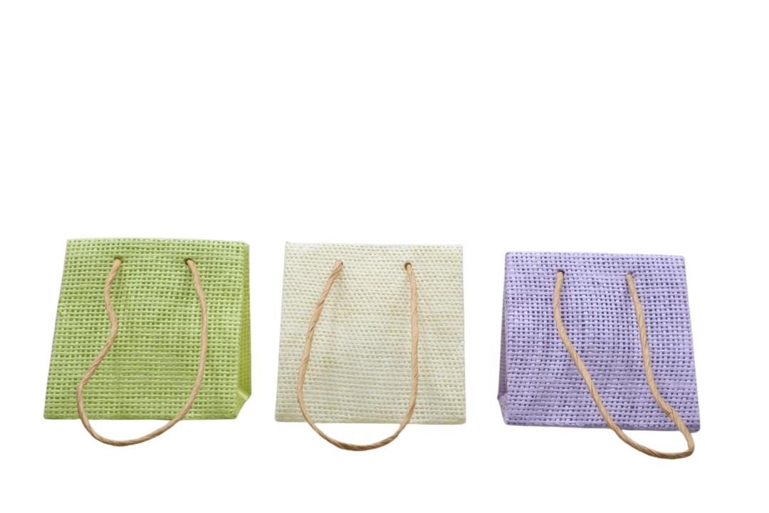 Jutetasche m. H. wasserfest flieder-creme-grün D10,5x10,5cm