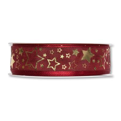 Druckband Sterne 25 mm 25 Meter dark red/gold 577 Druckband Sterne 25 mm 25 Meter dark red/gold 577