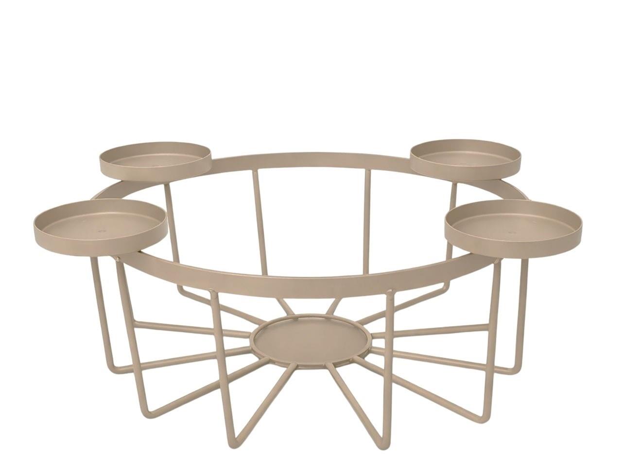 Schale mit 4 Teelichthalter D8,5cm taupe matt D30xH17cm