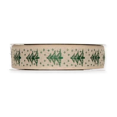Webband Tannenbäume 25 mm 15 Meter natural/green 32 Webband Tannenbäume 25 mm 15 Meter natural/green 32