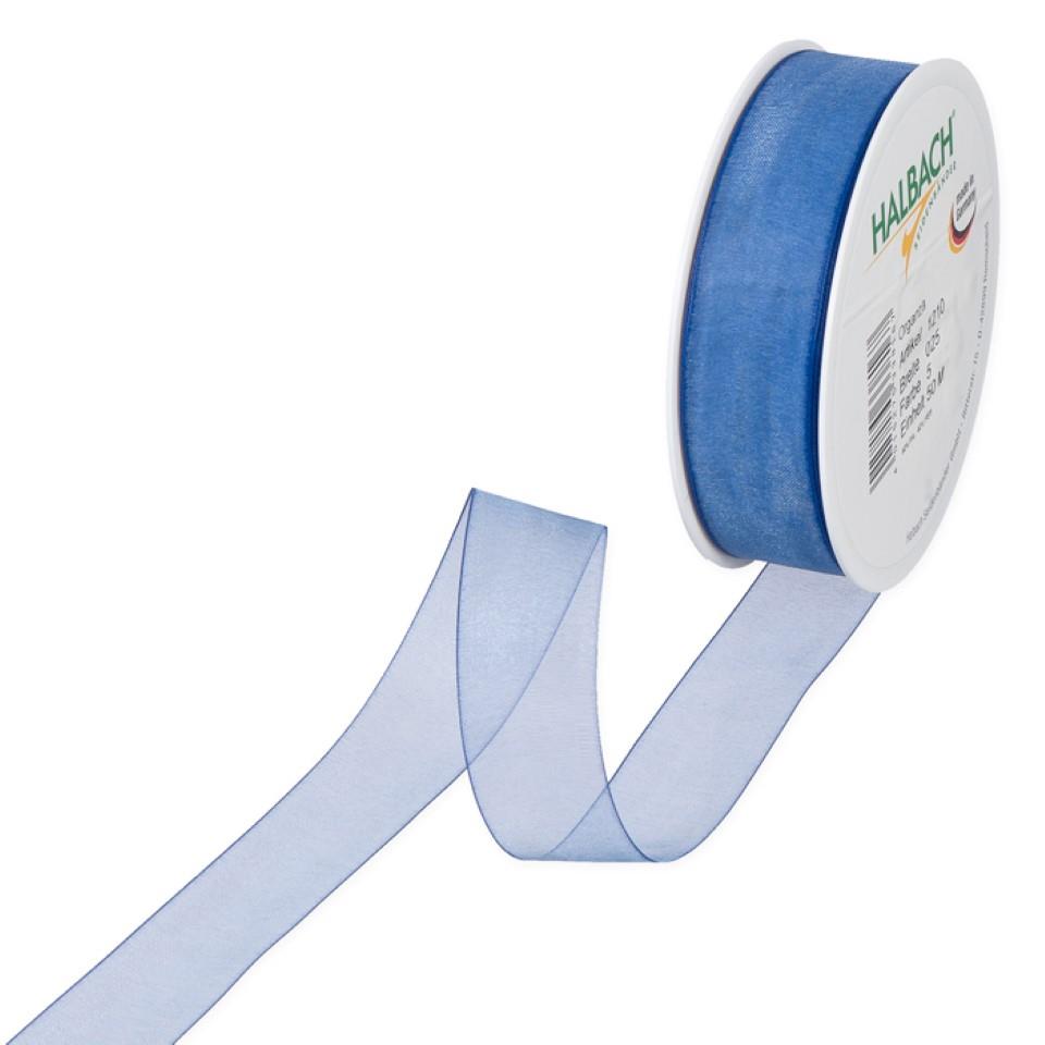 Organza 25mm o.Dr. blau5 Organza 25mm o.Dr. blau5