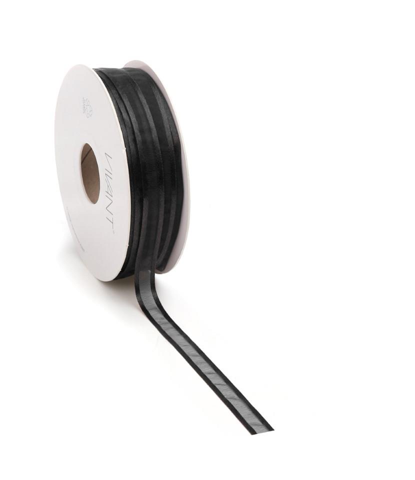 Band Prego Organza/Satinrand 10 mm 50 Meter schwarz Farbe 85