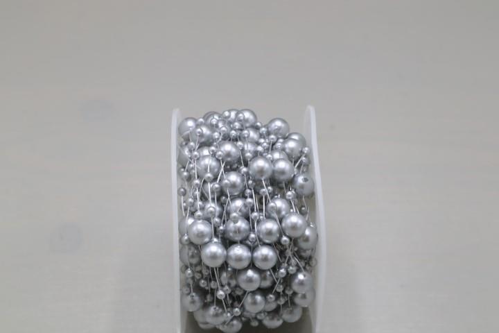 Perlen 8 mm auf Naylonschnur 10 Meter silber