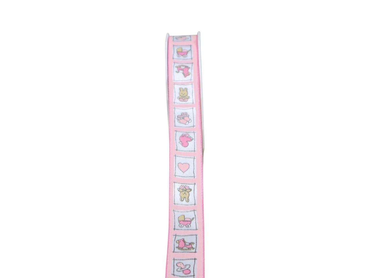 Band Natale für Geburt Mädchen 25 mm 20 Meter rosa