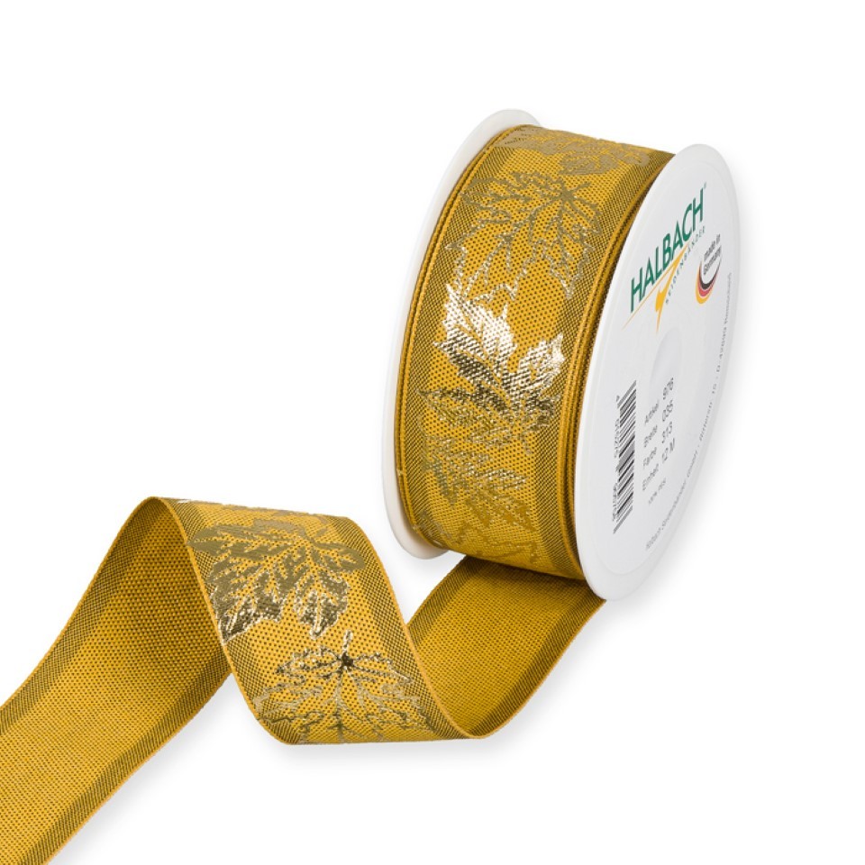 Druckband Goldenes Herbstlaub 35 mm 12 Meter honig 313