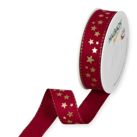 Druckband Sternchen 25 mm 18 Meter ruby/gold 765 Druckband Sternchen 25 mm 18 Meter ruby/gold 765