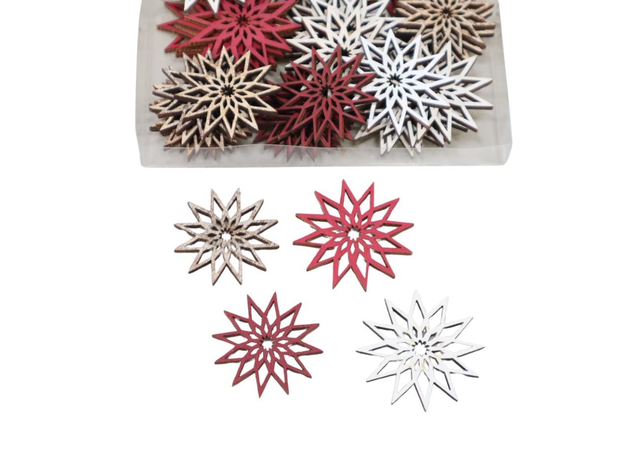 Streuer Sterne Holz sort. natur 4 cm