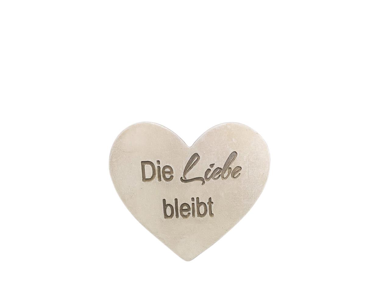 Herz -Die Liebe bleibt- creme Polyresin D8cm