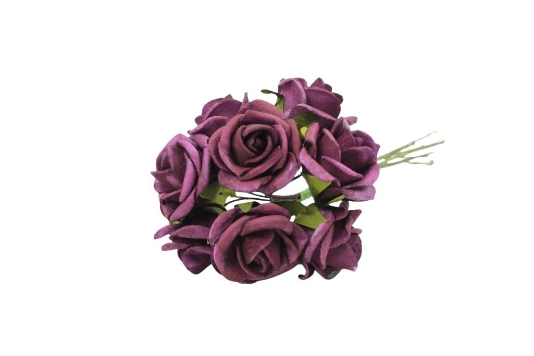 Foam Rose mit 9Blüten gebündelt berry 2 cm Foam Rose mit 9Blüten gebündelt berry 2 cm