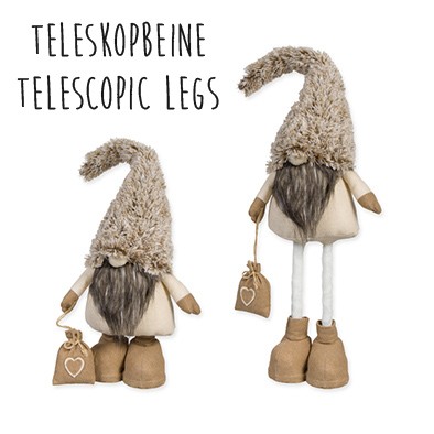 Wichtel stehend mit Teleskopbeinen 80 cm natural/cream 79