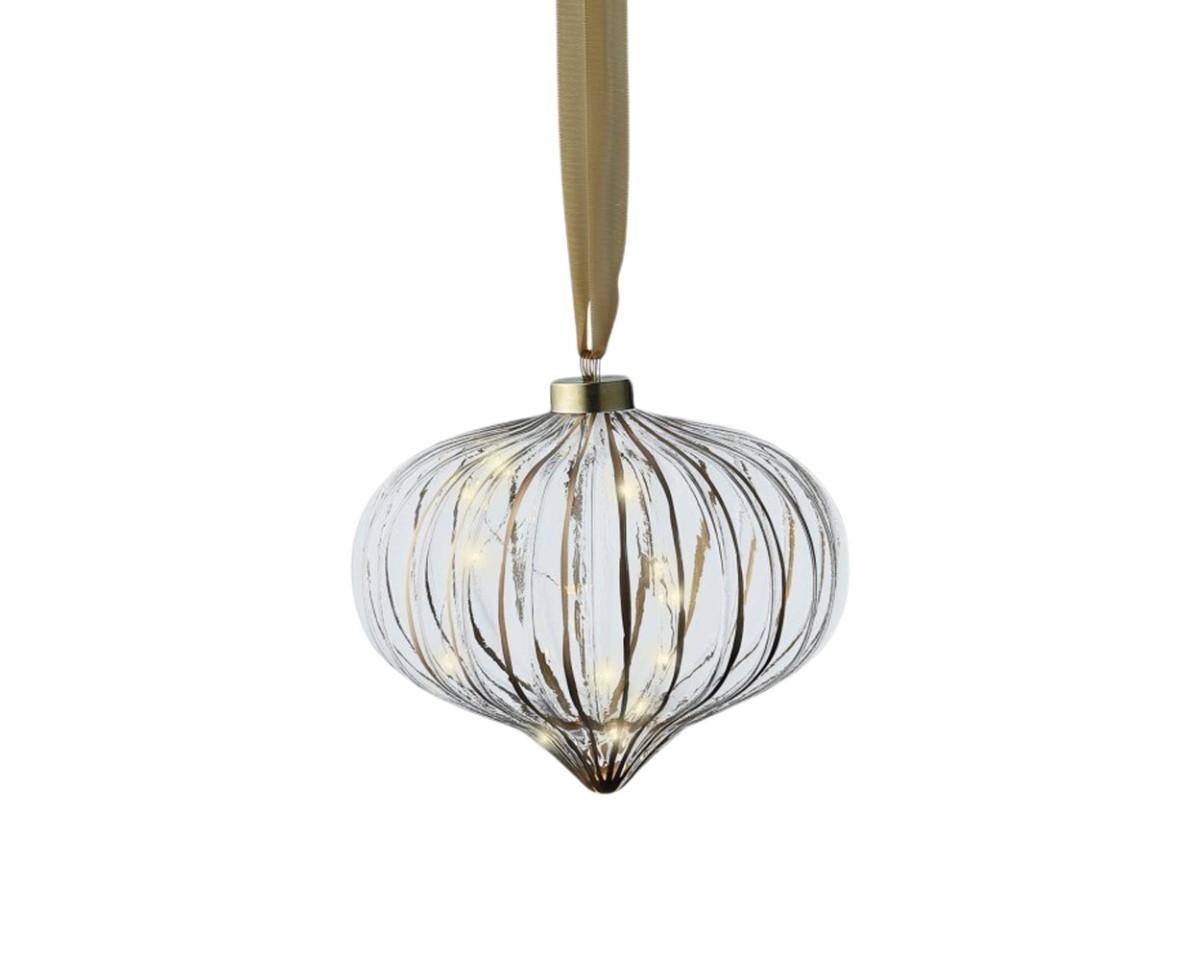 Zwiebel hängend inkl. 15 Micro LED klar/gold D20cm