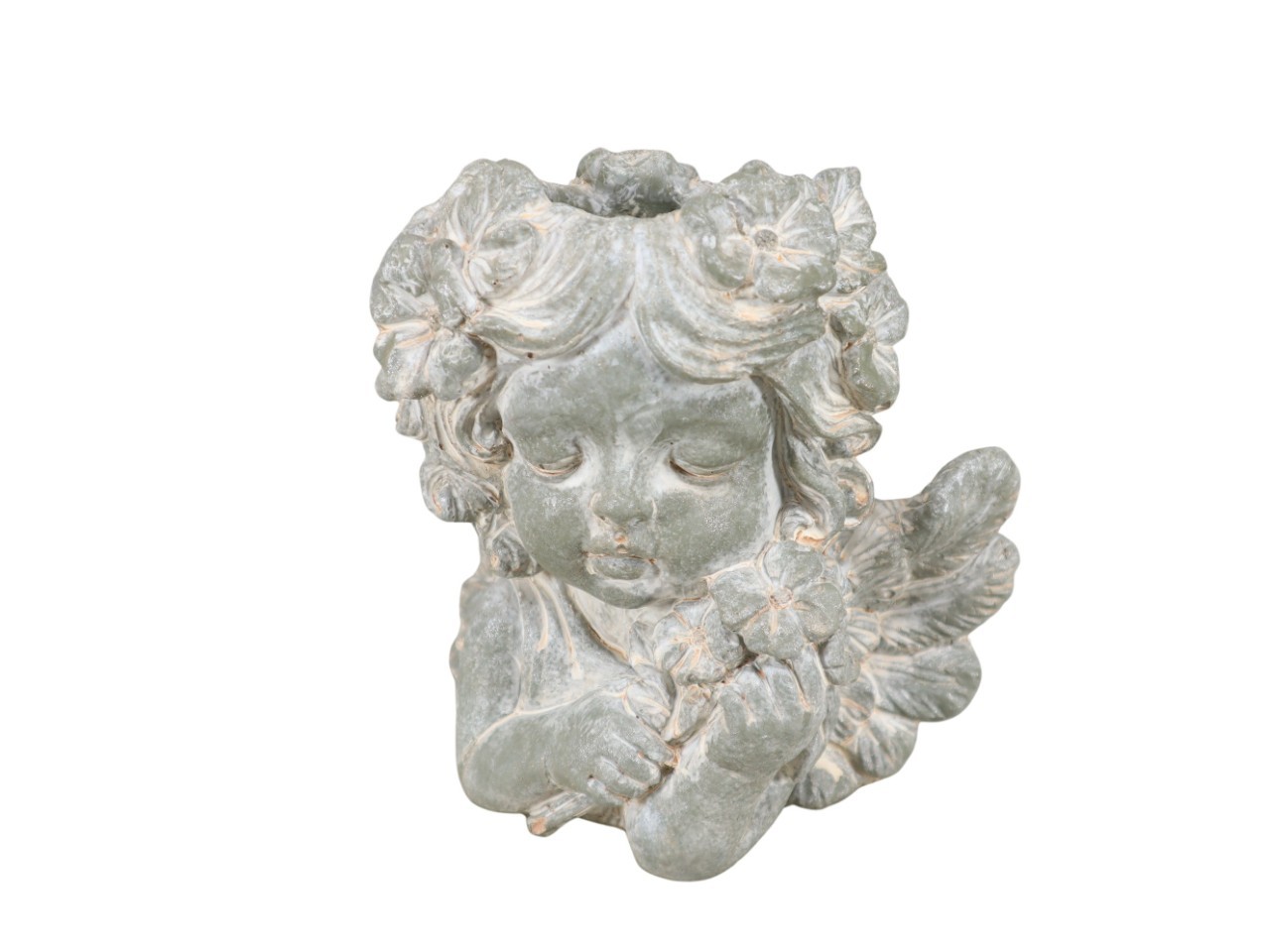 Pflanztopf Engel Zement grün antik D20,5cm