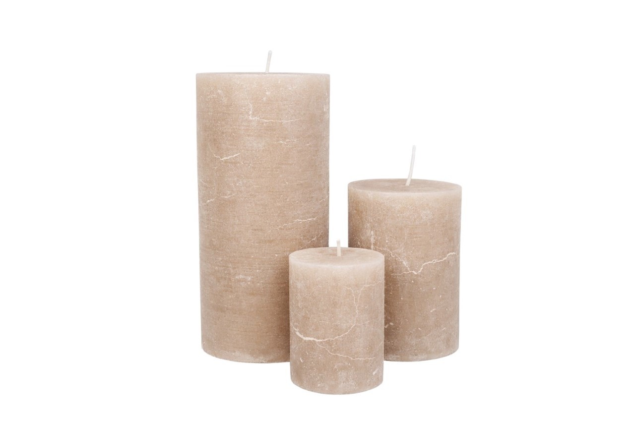 Kerze Rustika 80/60mm taupe out