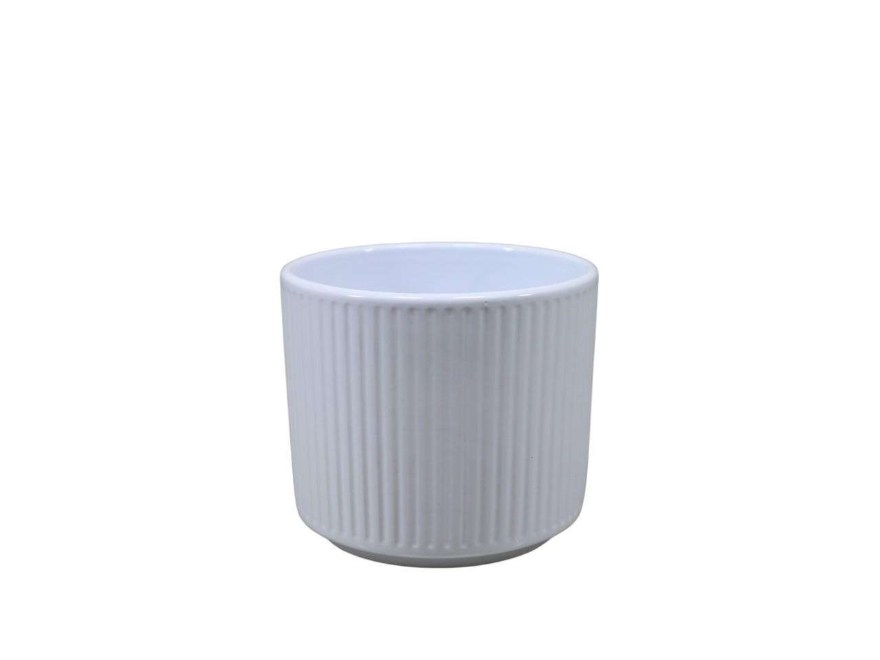 Keramikübertopf Stripes weiss-glanz D12cm Keramikübertopf Stripes weiss-glanz D12cm