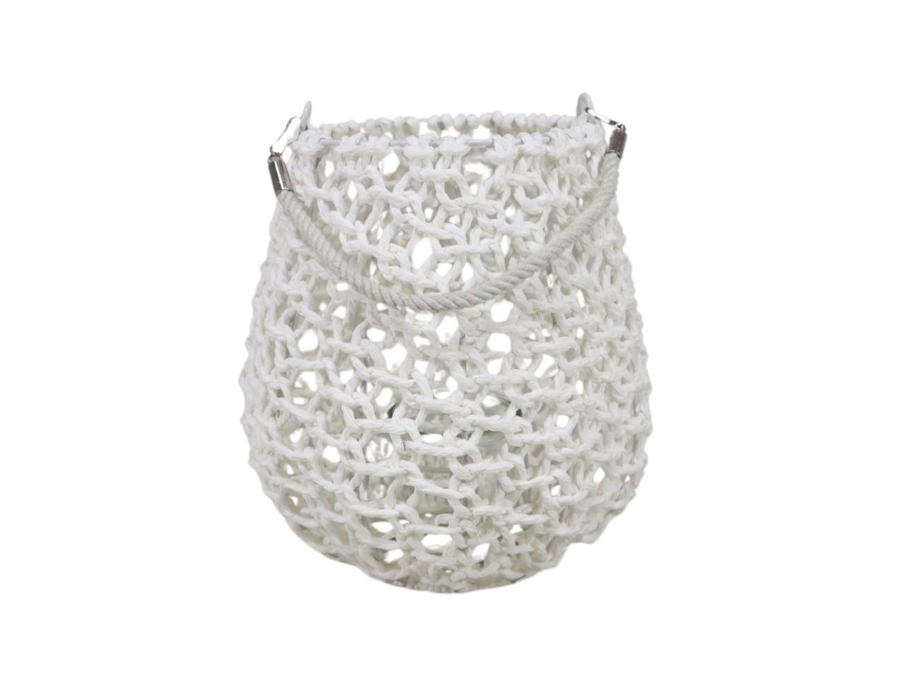 Windlicht Bastkordel weiß D15xH24cm