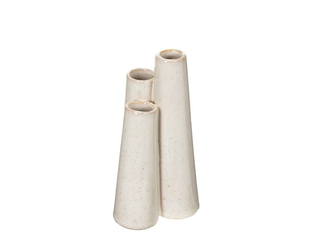 Vase Keramik dreifach weiß 8xH15cm