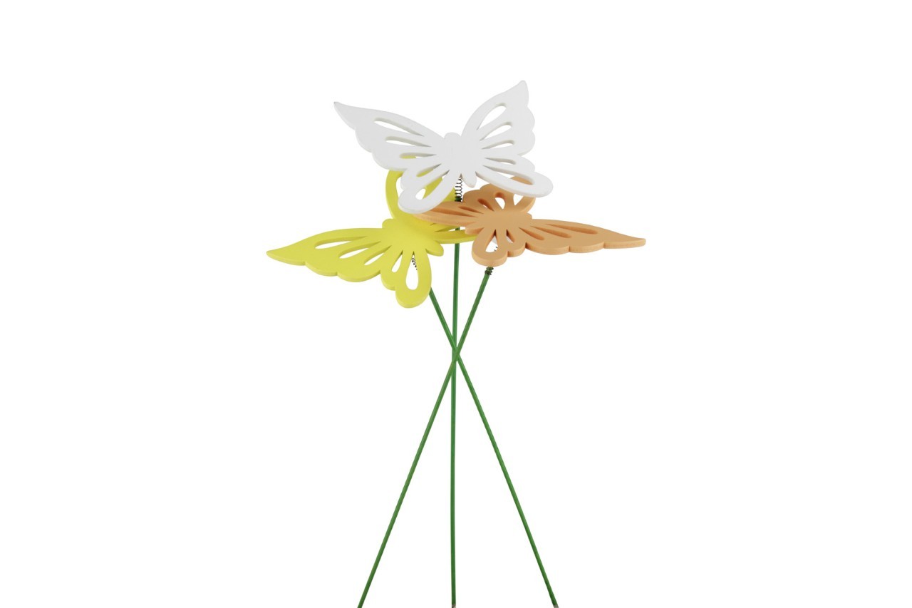 Stecker Schmetterling sort. gelb/grün/orange/weiss 6x8 cm