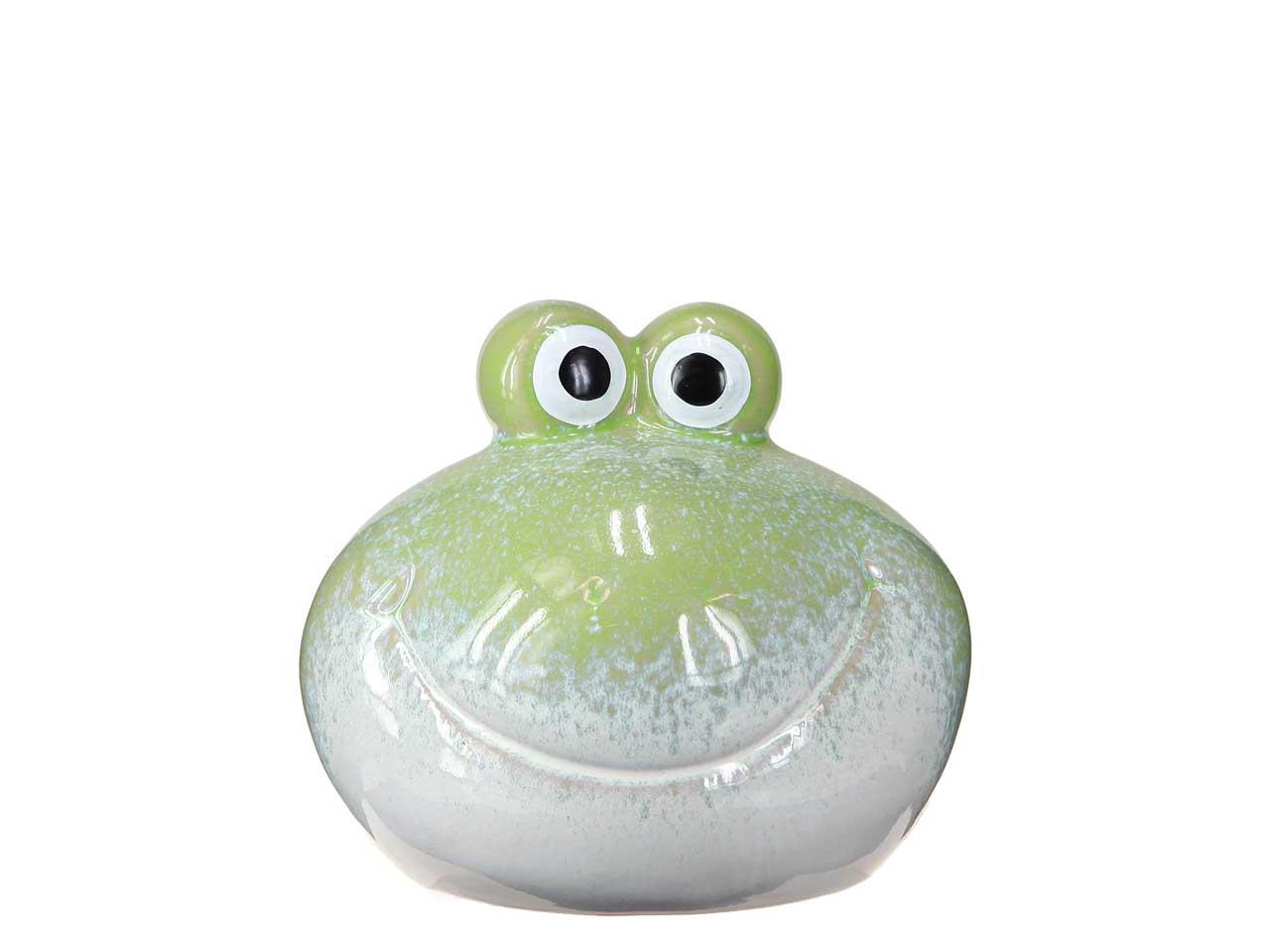 Froschkopf Keramik grün-weiß glasiert D9,5cm