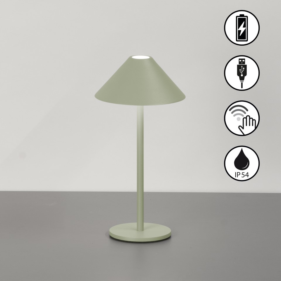 Tischleuchte PRATO salbeigrün D12,5 H25cm NETTO