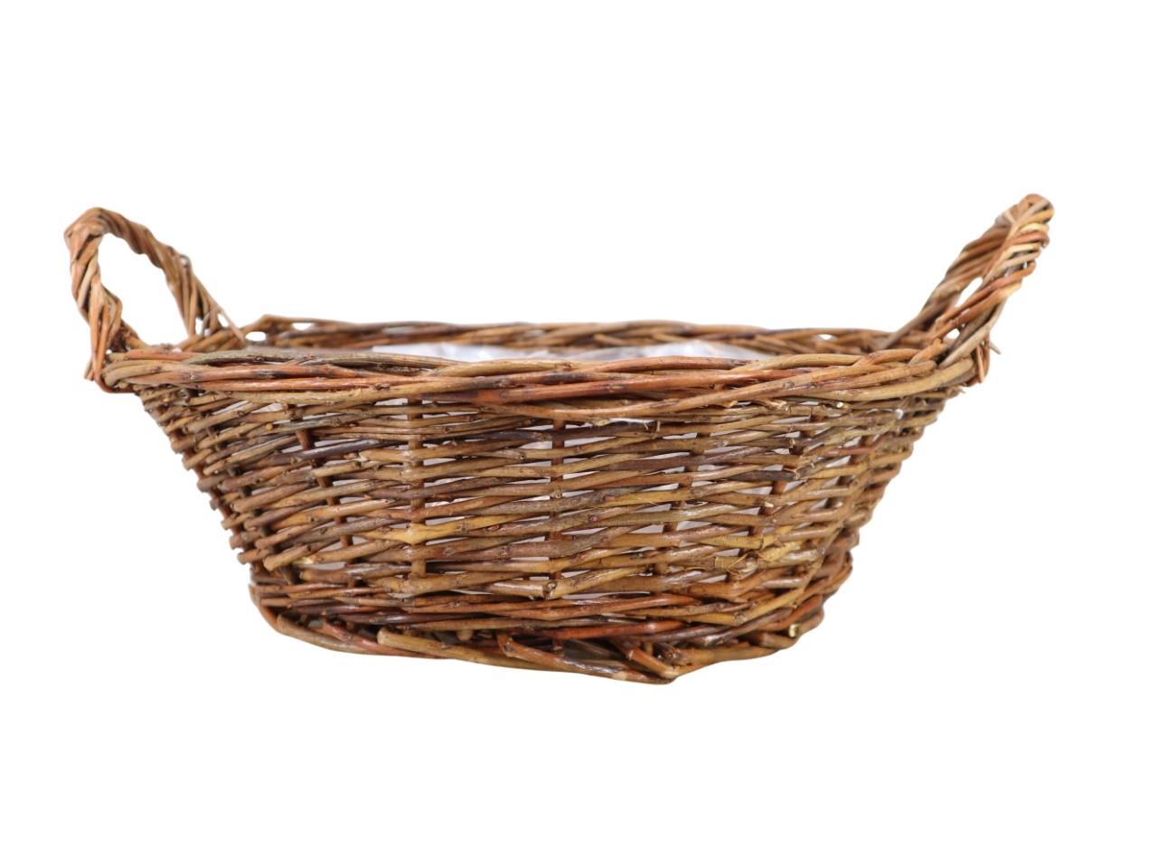 Pflanzkorb rund mit Henkel Weide natur D35cm