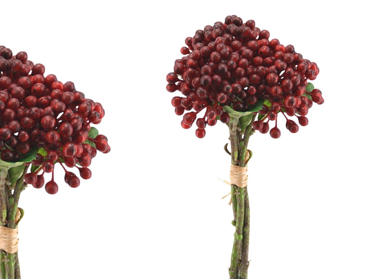 Vogelbeerpick 3fach m. Bast gebündelt rot H27cm