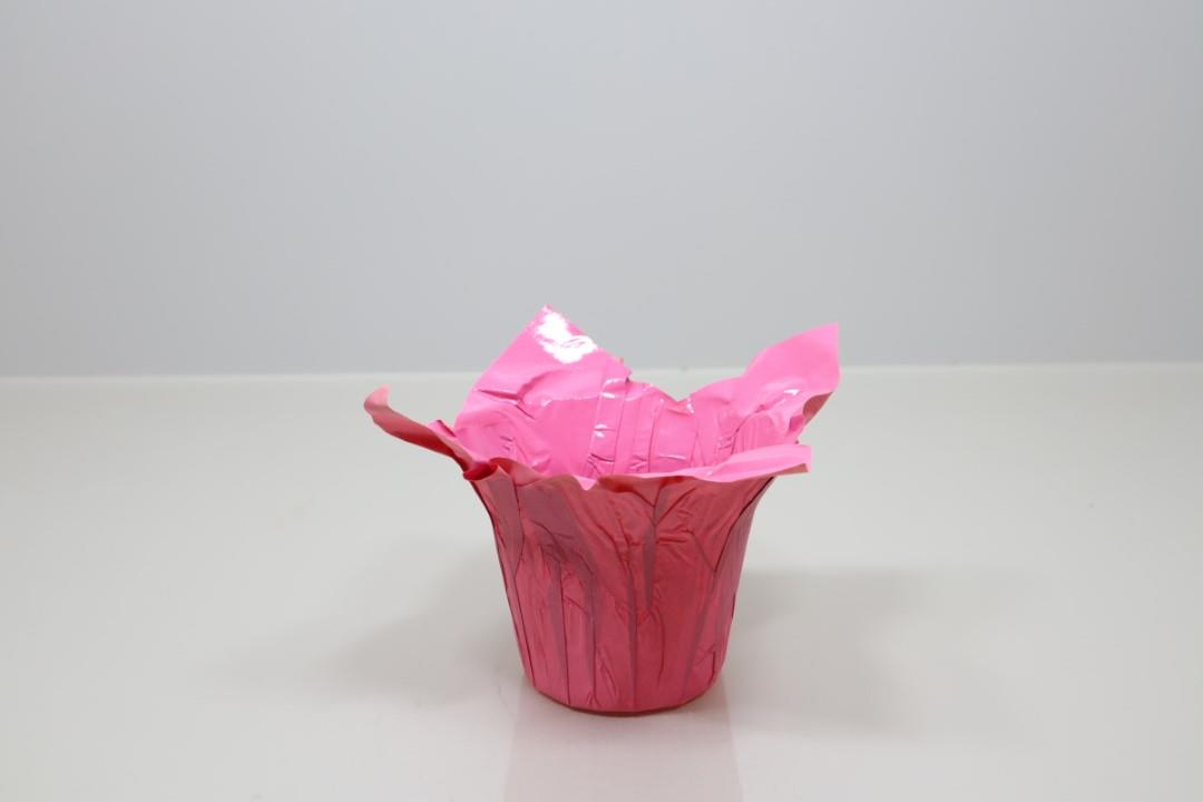 Deco Wraps Ribbed Kraftpapier wasserf. rosa D10,5xH9cm