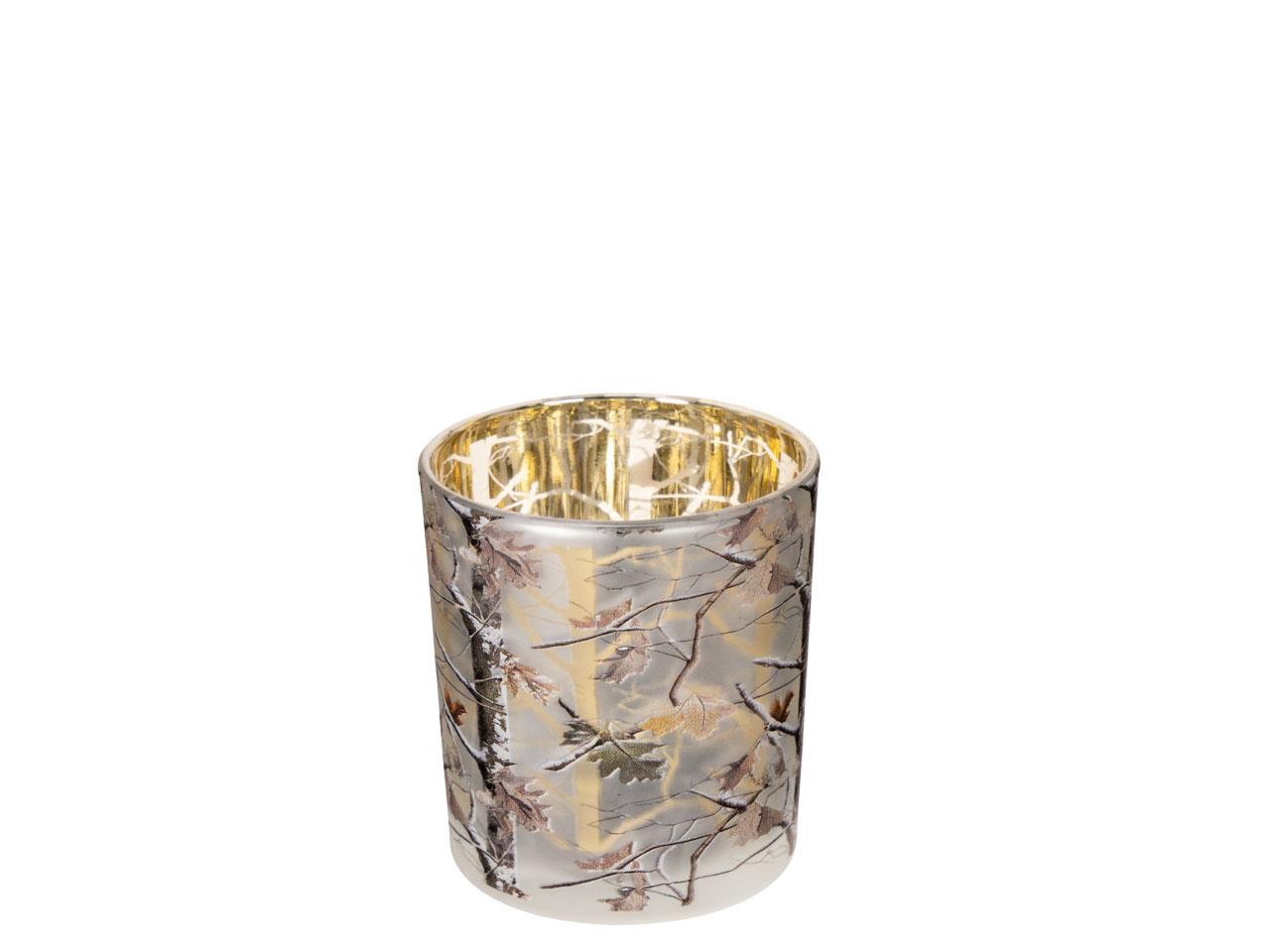 Windlicht "Herbstwald" Glas weiß-natur D7,3xH8cm