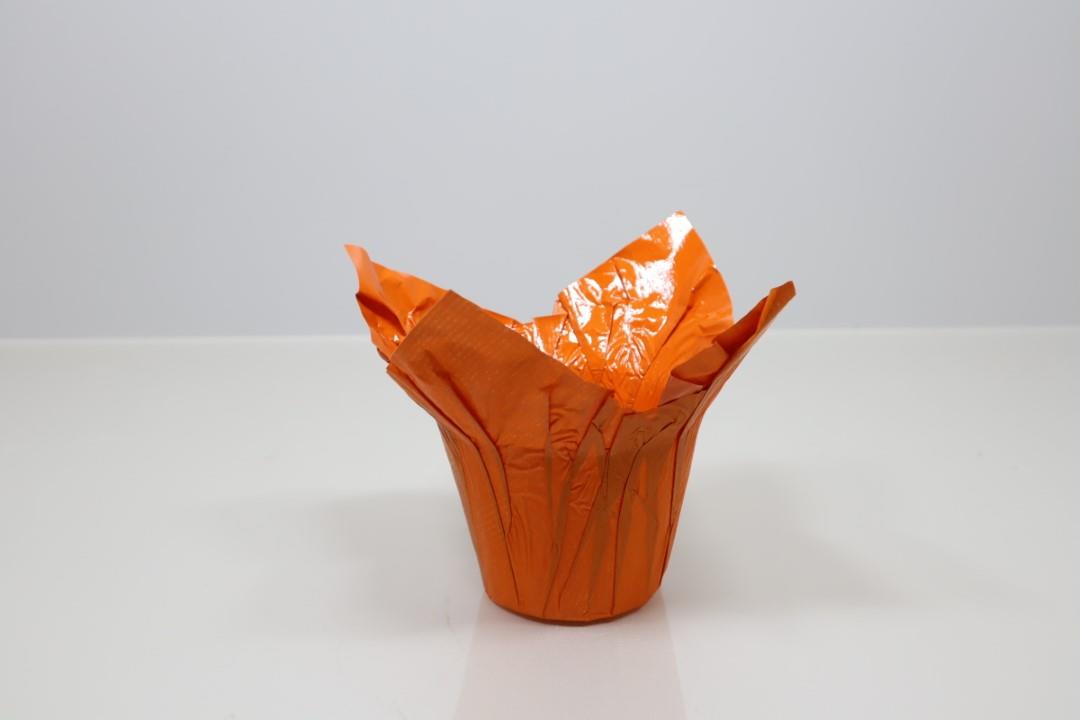 Deco Wraps Ribbed Kraft Papier  wasserfest orange 12cm