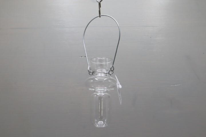 Glasvase hängend mit Metallbügel Klarglas H10,5/17cm