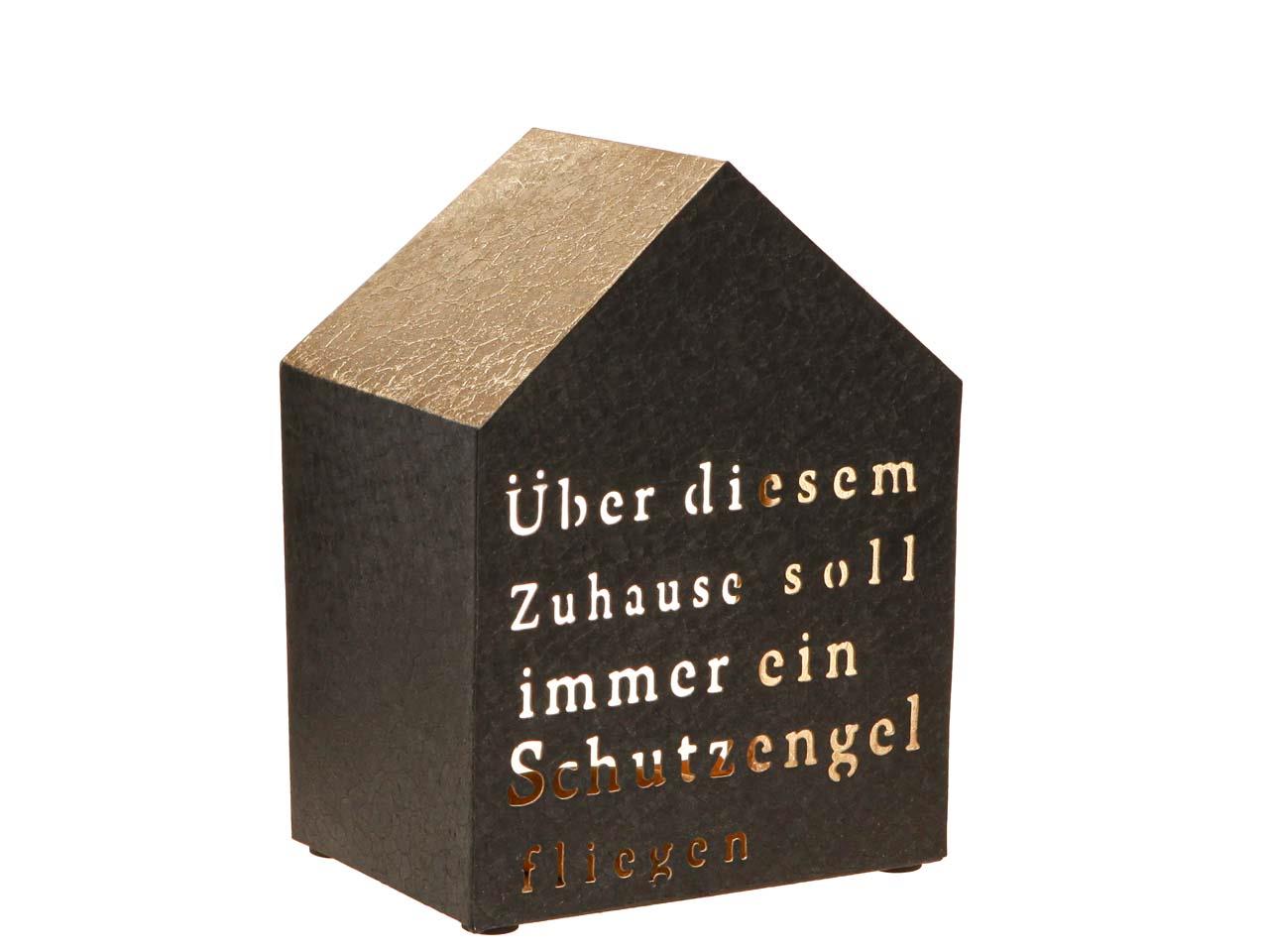 Windlicht Haus Metall schwarz/kupfer D15x10xH20cm