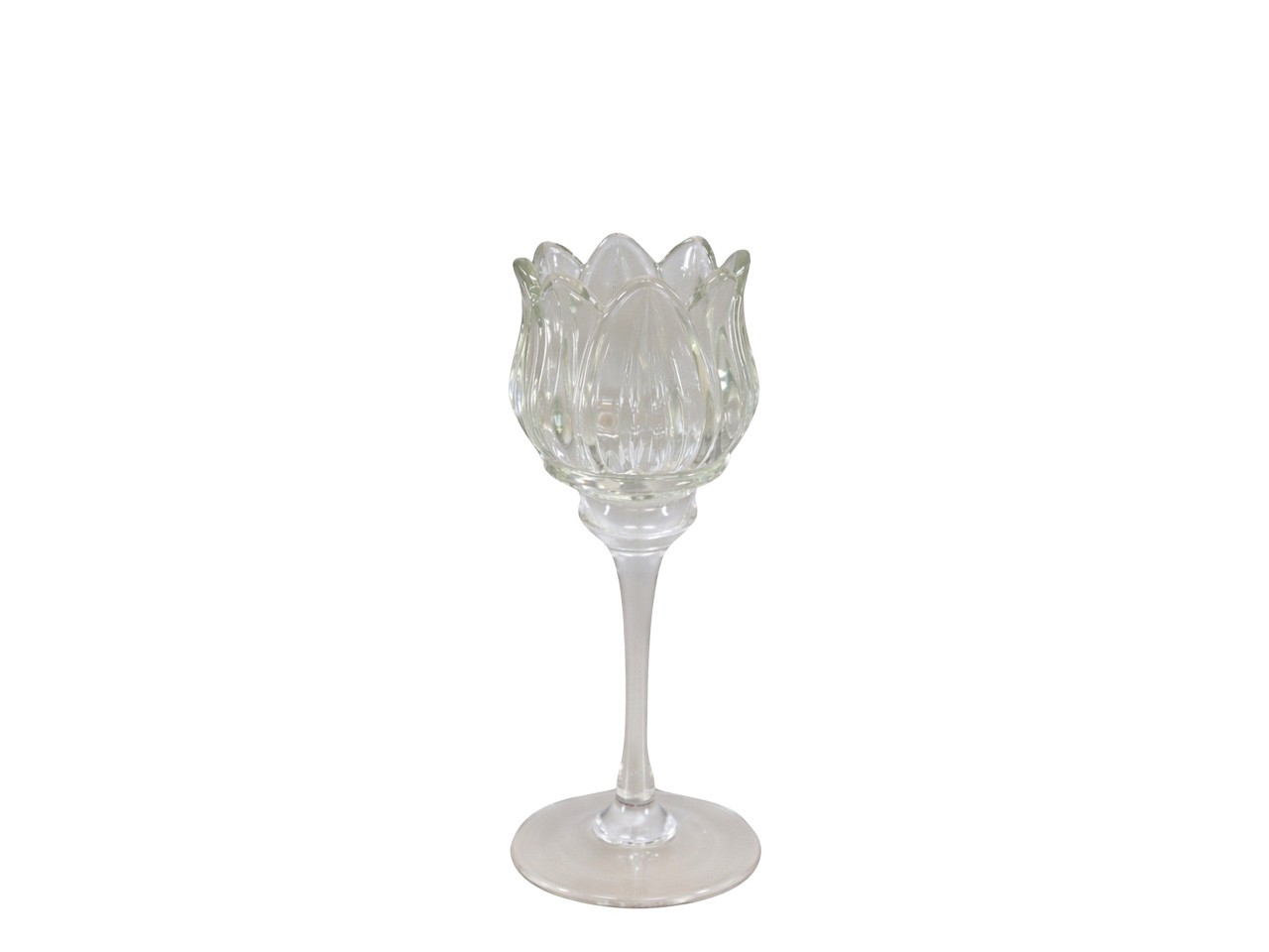 Teelichthalter Tulpe Glas klar H17cm