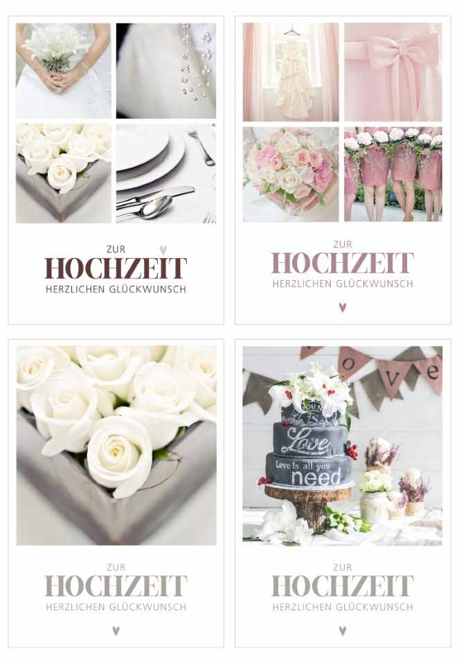 Umschlagkarten 11,5x17 cm Zur Hochzeit 4x10 Stück